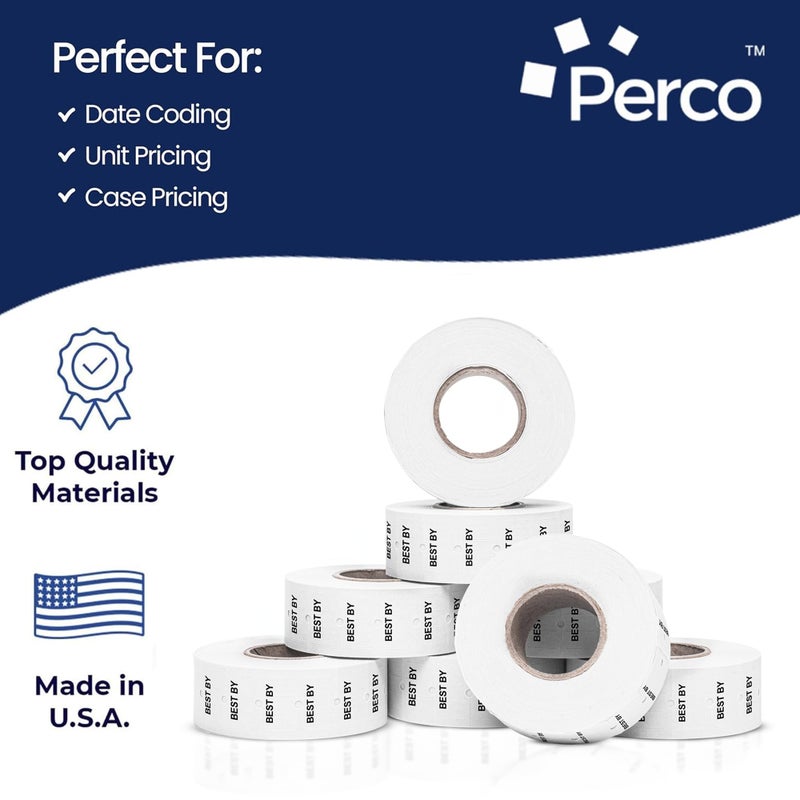 Perco Best by 1 Line Labels - 8 Rolls, 1 Sleeve, 8,000 Blank Date Gun Labels for Perco 1 Line Date Guns - Made in USA - Image 4
